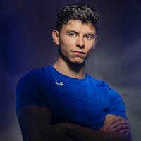 Man in Blue Nike Crew Neck T-shirt