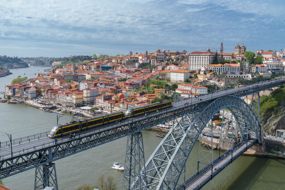 Porto Ribeira waterfront and Dom Luís bridge Portugal