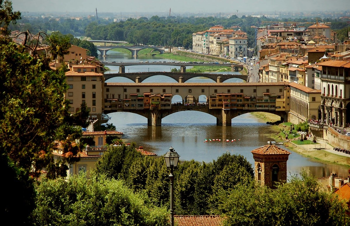Tourists enjoying Florence Italy
